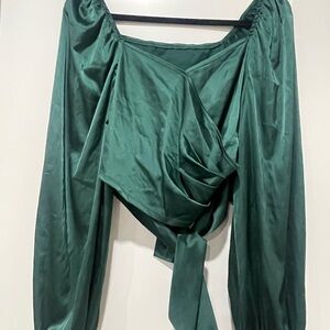 SHEIN Deep Green Satin Top